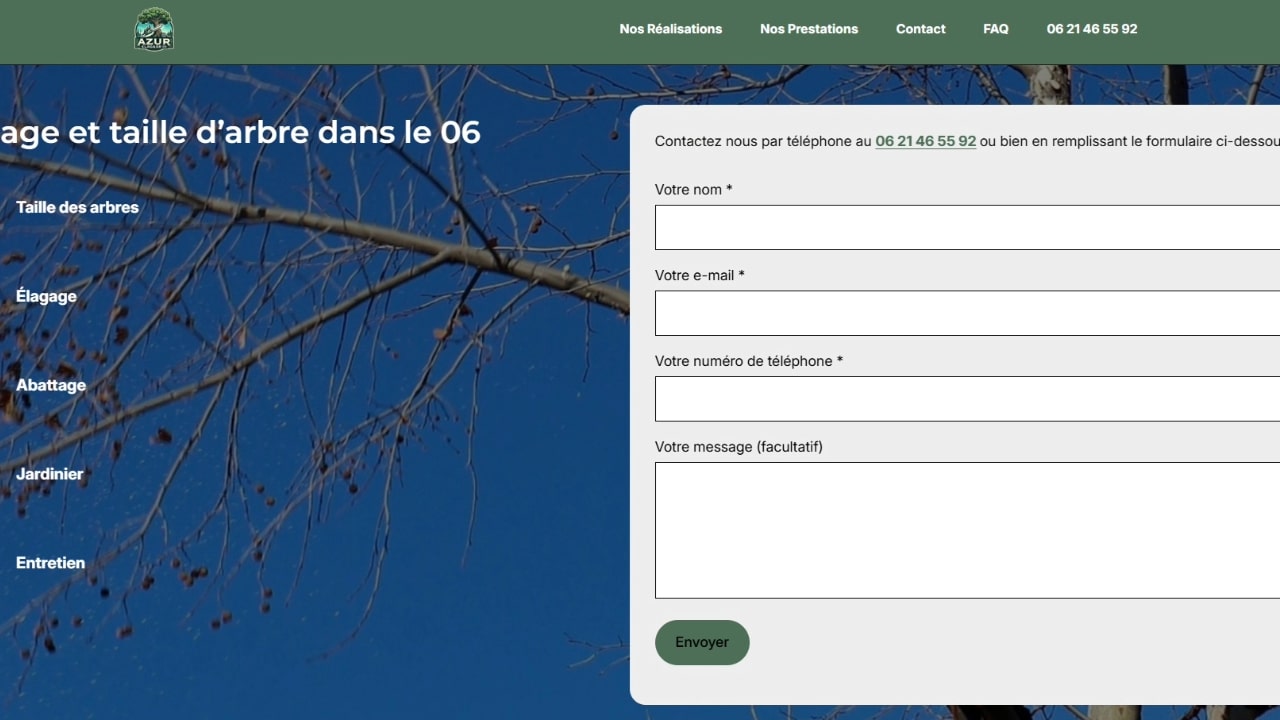 Étude de cas : Azur Élagage 06 – Un site one-page + Google Ads pour générer des leads locaux